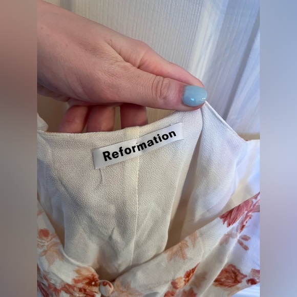 Reformation Floral Button Maxi Dress White/Pink Size 8 - Picture 4 of 5